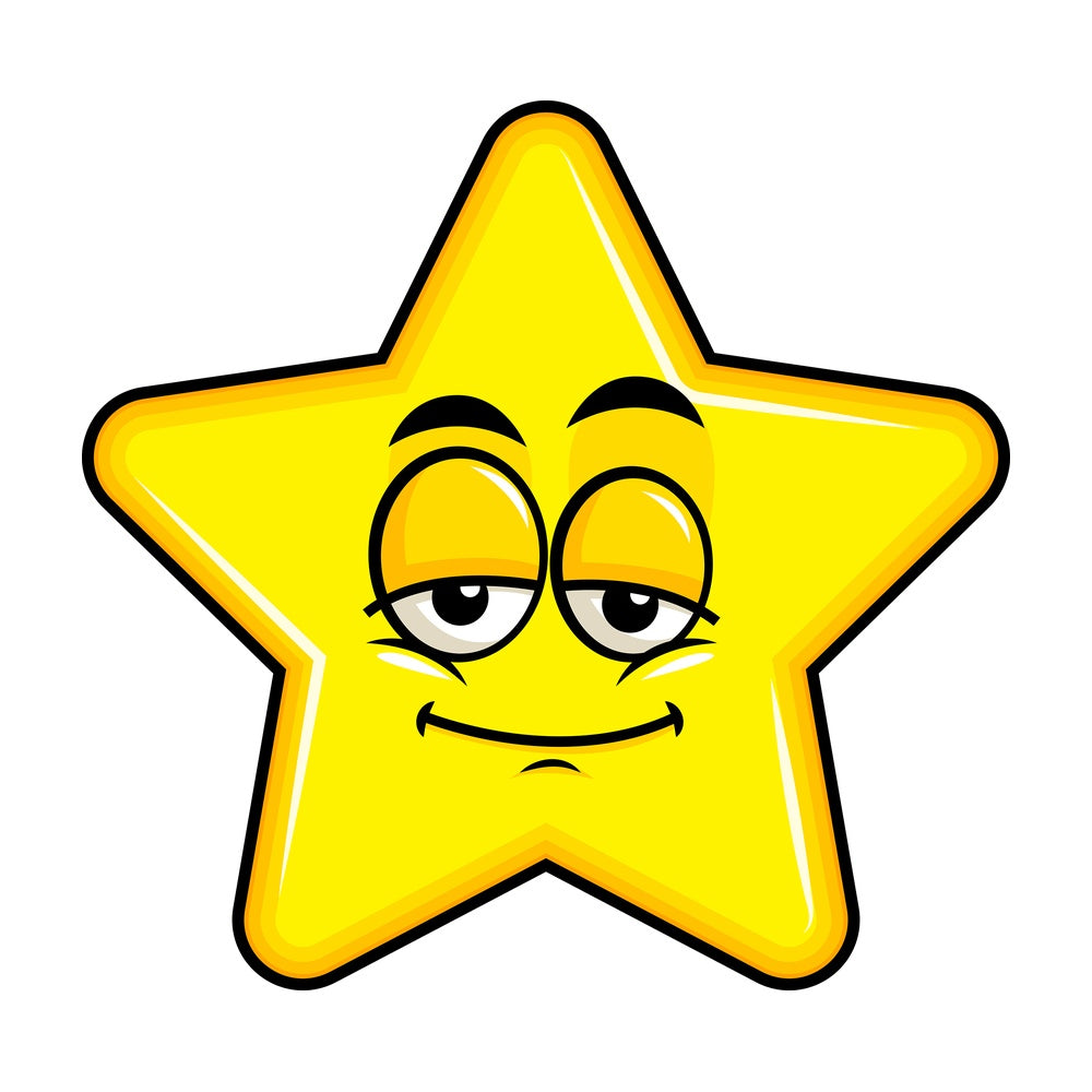 Sleepy star emoticon. PNG - JPG and vector EPS file formats (infinitely scalable). Image isolated on transparent background.