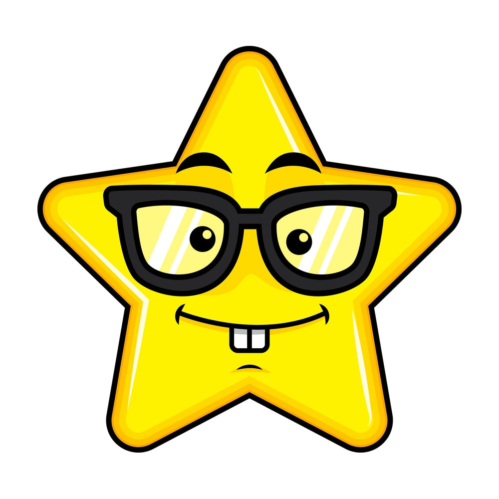 Nerdy star emoticon. PNG - JPG and vector EPS file formats (infinitely scalable). Image isolated on transparent background.