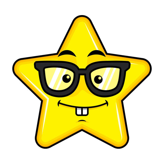 Nerdy star emoticon. PNG - JPG and vector EPS file formats (infinitely scalable). Image isolated on transparent background.