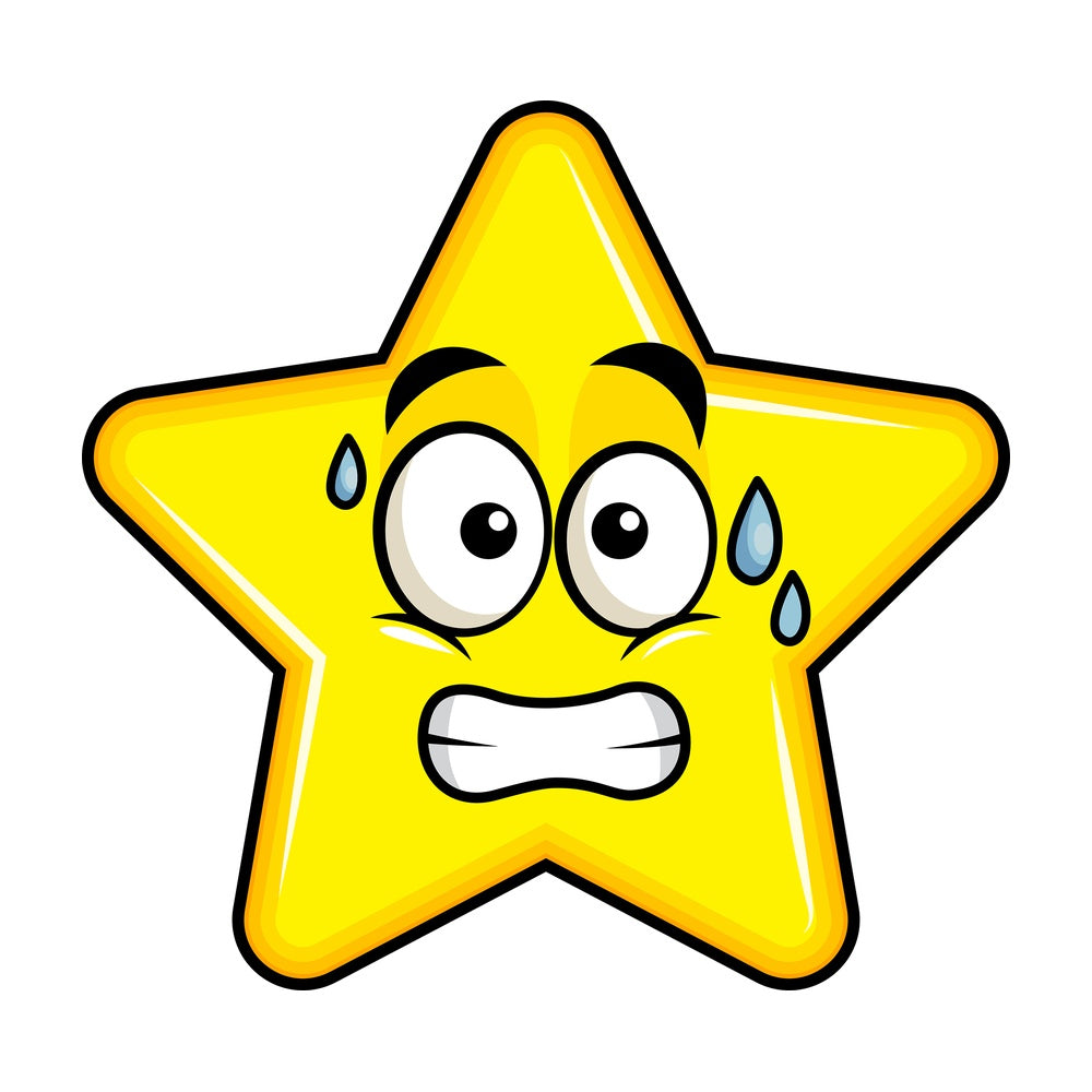 Sweating star emoticon. PNG - JPG and vector EPS file formats (infinitely scalable). Image isolated on transparent background.