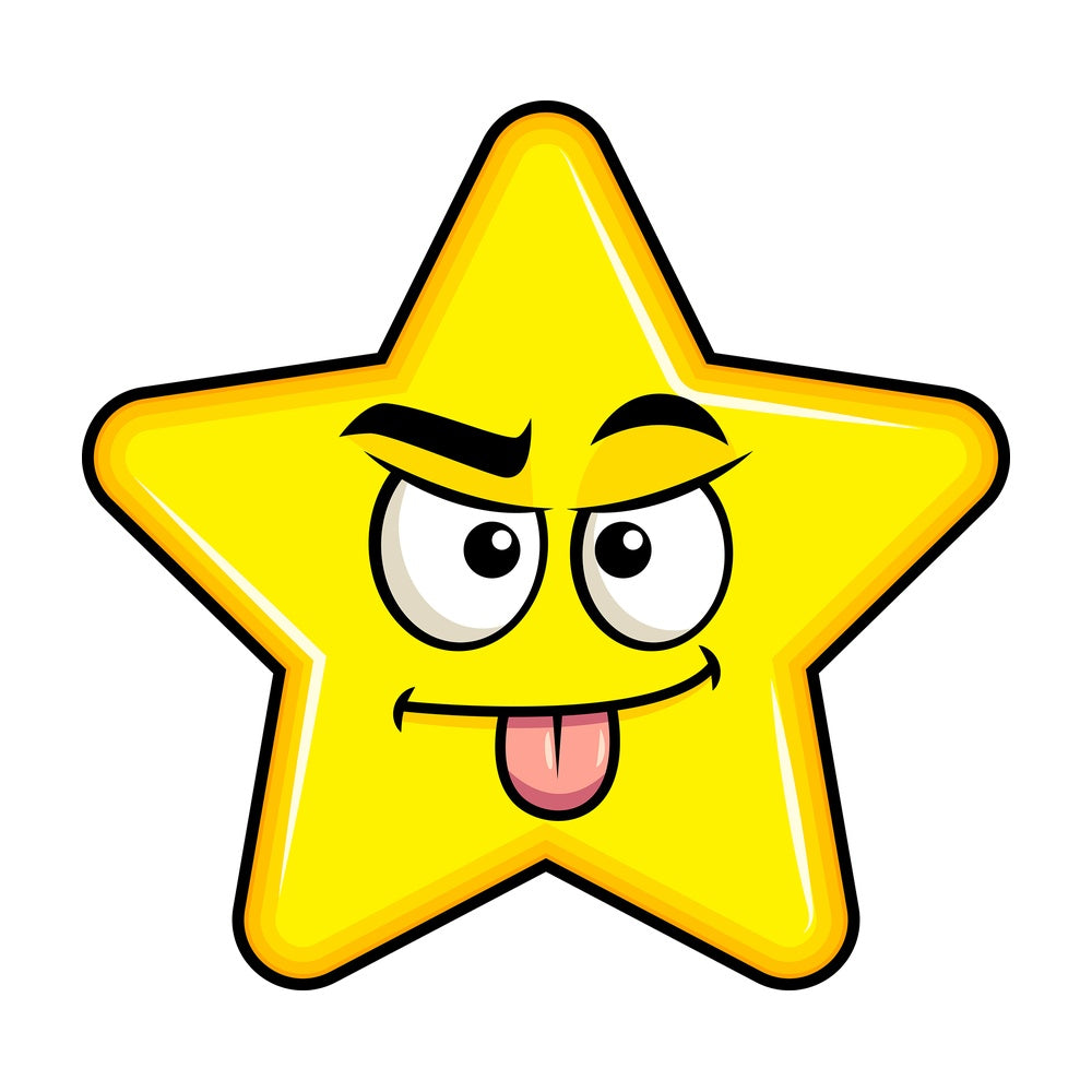 Sarcastic star emoticon. PNG - JPG and vector EPS file formats (infinitely scalable). Image isolated on transparent background.