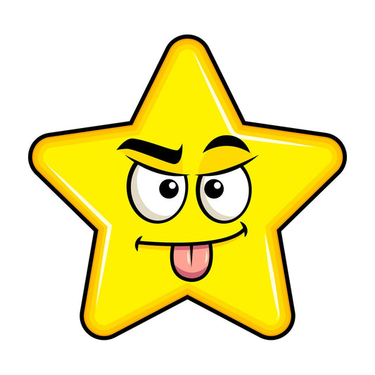 Sarcastic star emoticon. PNG - JPG and vector EPS file formats (infinitely scalable). Image isolated on transparent background.