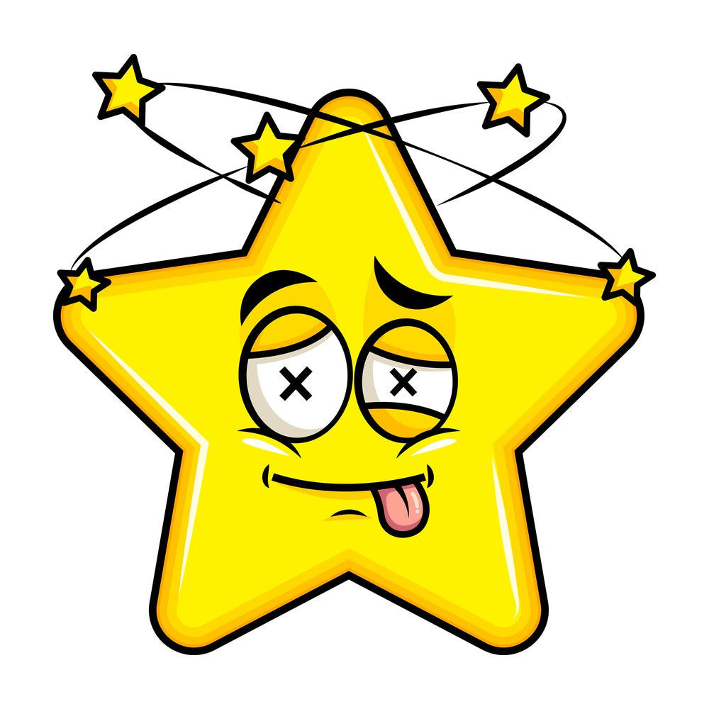 Beaten up star emoticon. PNG - JPG and vector EPS file formats (infinitely scalable). Image isolated on transparent background.