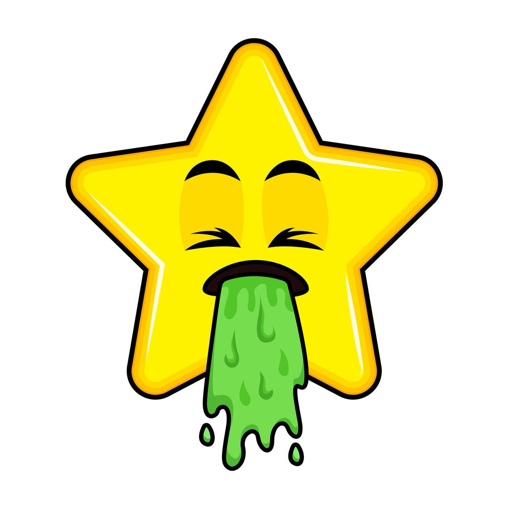 Vomiting star emoticon. PNG - JPG and vector EPS file formats (infinitely scalable). Image isolated on transparent background.
