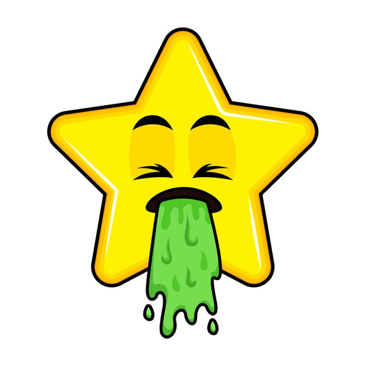 Vomiting star emoticon. PNG - JPG and vector EPS file formats (infinitely scalable). Image isolated on transparent background.