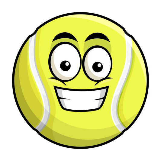 Grinning tennis ball emoticon. PNG - JPG and vector EPS file formats (infinitely scalable). Image isolated on transparent background.
