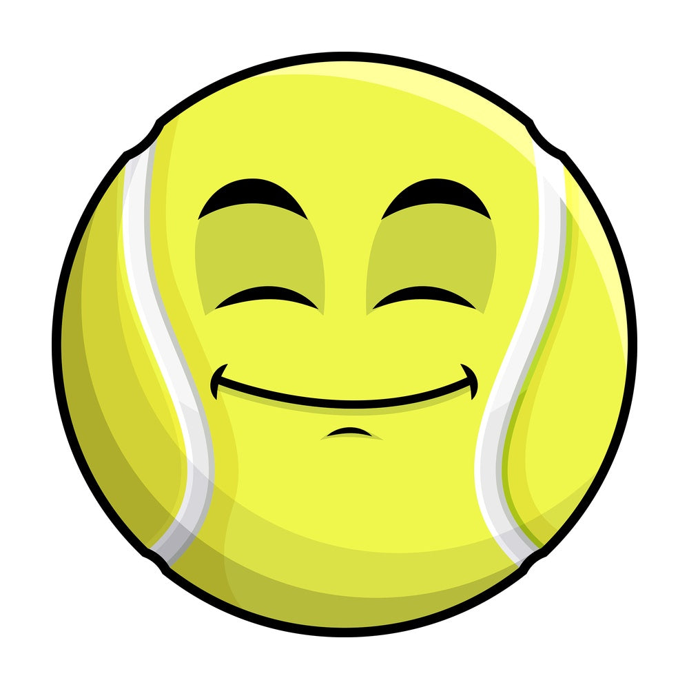 Happy looking tennis ball emoticon. PNG - JPG and vector EPS file formats (infinitely scalable). Image isolated on transparent background.