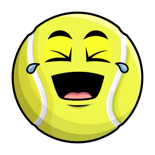 Laughing lol tennis ball emoticon. PNG - JPG and vector EPS file formats (infinitely scalable). Image isolated on transparent background.