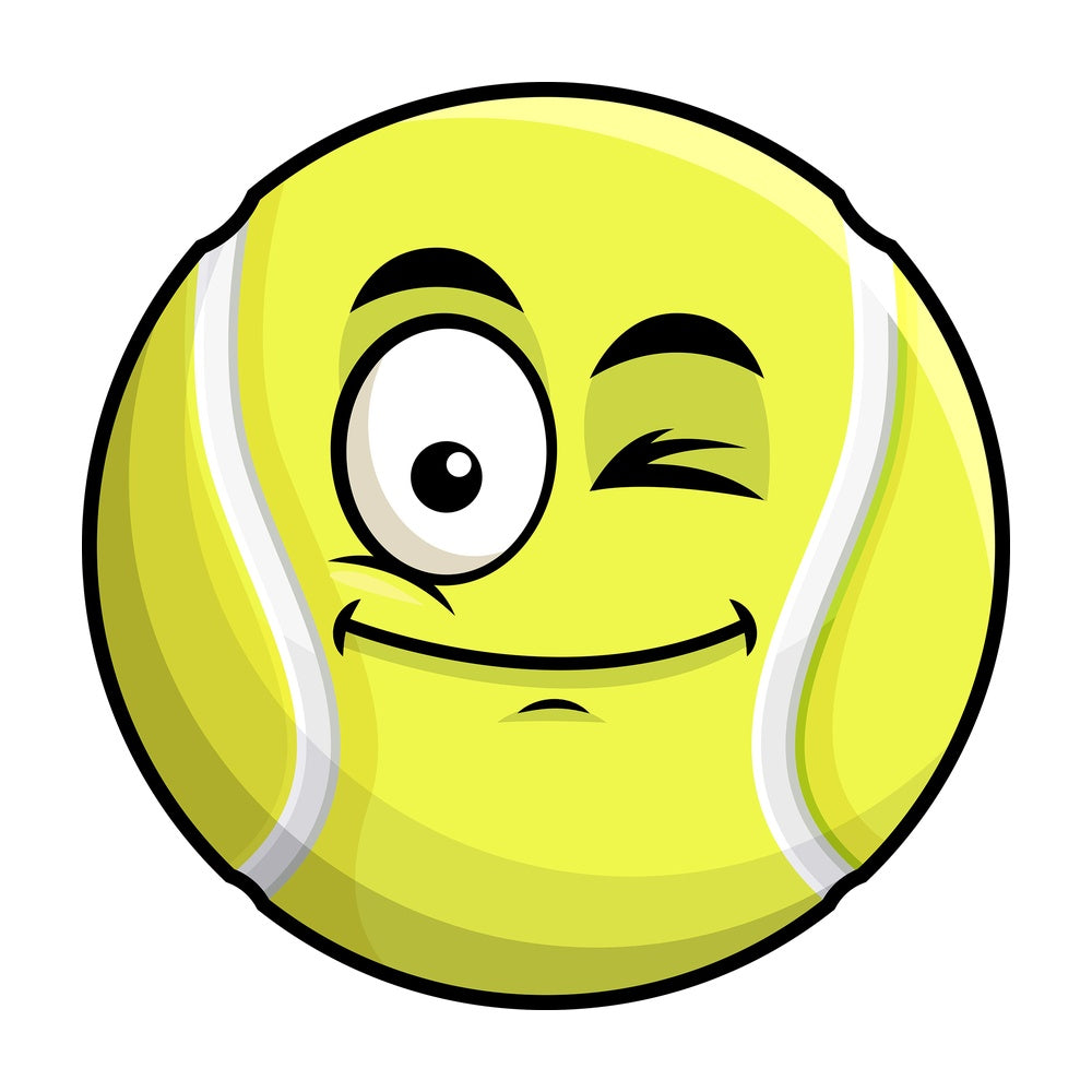 Winking tennis ball emoticon. PNG - JPG and vector EPS file formats (infinitely scalable). Image isolated on transparent background.