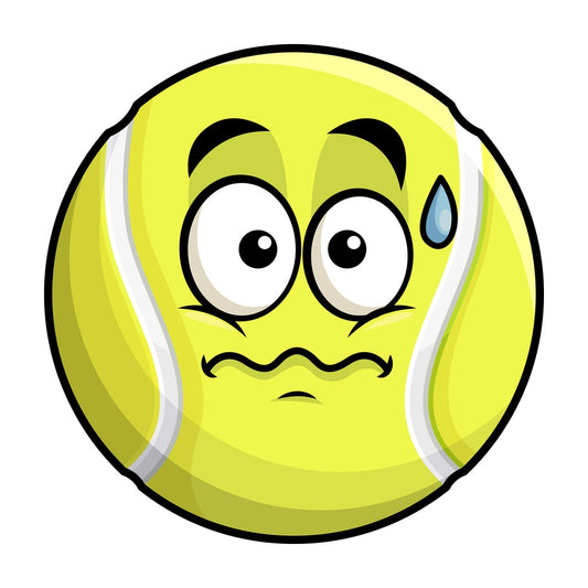 Nervous tennis ball emoticon. PNG - JPG and vector EPS file formats (infinitely scalable). Image isolated on transparent background.