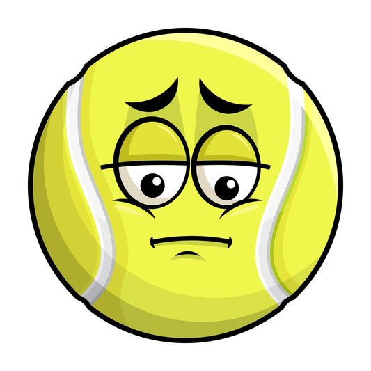Depressed tennis ball emoticon. PNG - JPG and vector EPS file formats (infinitely scalable). Image isolated on transparent background.