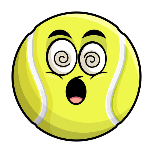 Stunned tennis ball emoticon. PNG - JPG and vector EPS file formats (infinitely scalable). Image isolated on transparent background.