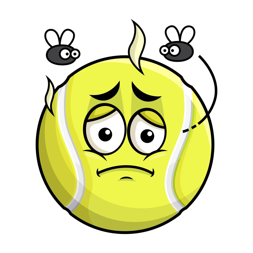 Stinky tennis ball going bad emoticon. PNG - JPG and vector EPS file formats (infinitely scalable). Image isolated on transparent background.