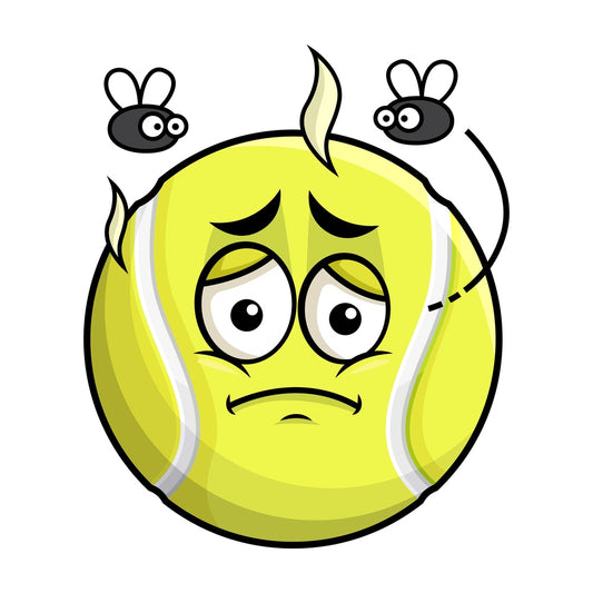 Stinky tennis ball going bad emoticon. PNG - JPG and vector EPS file formats (infinitely scalable). Image isolated on transparent background.
