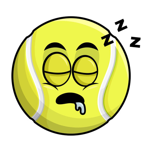 Sleeping tennis ball emoticon. PNG - JPG and vector EPS file formats (infinitely scalable). Image isolated on transparent background.