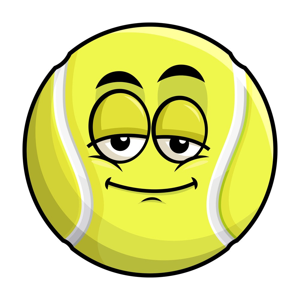 Sleepy tennis ball emoticon. PNG - JPG and vector EPS file formats (infinitely scalable). Image isolated on transparent background.