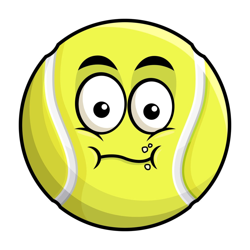 Chewing tennis ball emoticon. PNG - JPG and vector EPS file formats (infinitely scalable). Image isolated on transparent background.