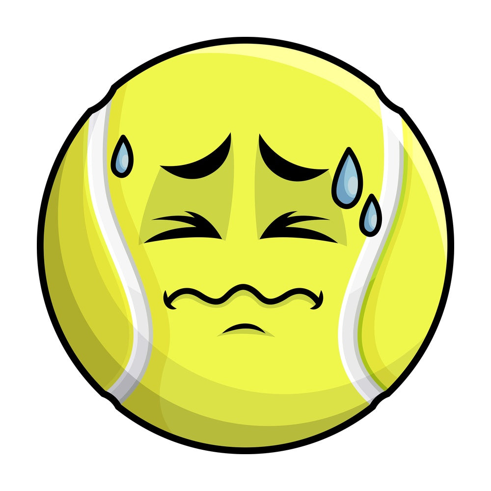 In Pain Tennis Ball Emoticon. PNG - JPG and vector EPS file formats (infinitely scalable). Image isolated on transparent background.