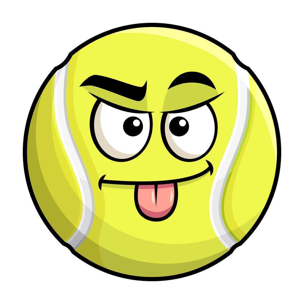 Sarcastic tennis ball emoticon. PNG - JPG and vector EPS file formats (infinitely scalable). Image isolated on transparent background.