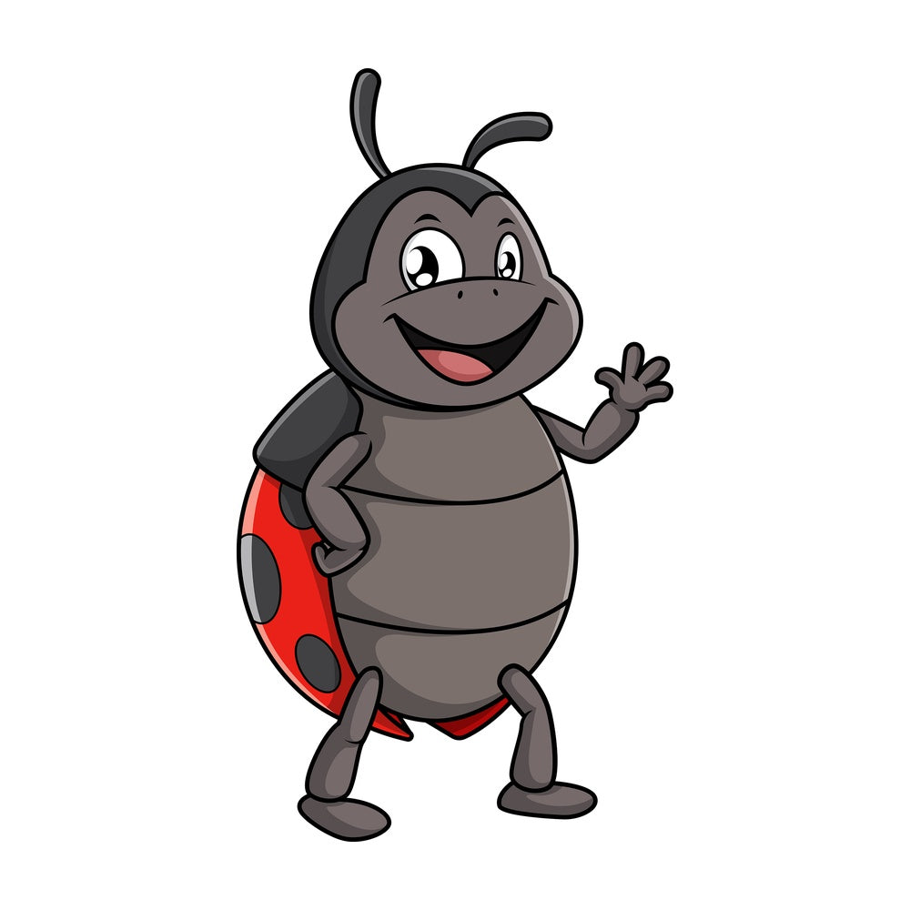 Standing up ladybug waving. PNG - JPG and vector EPS (infinitely scalable).