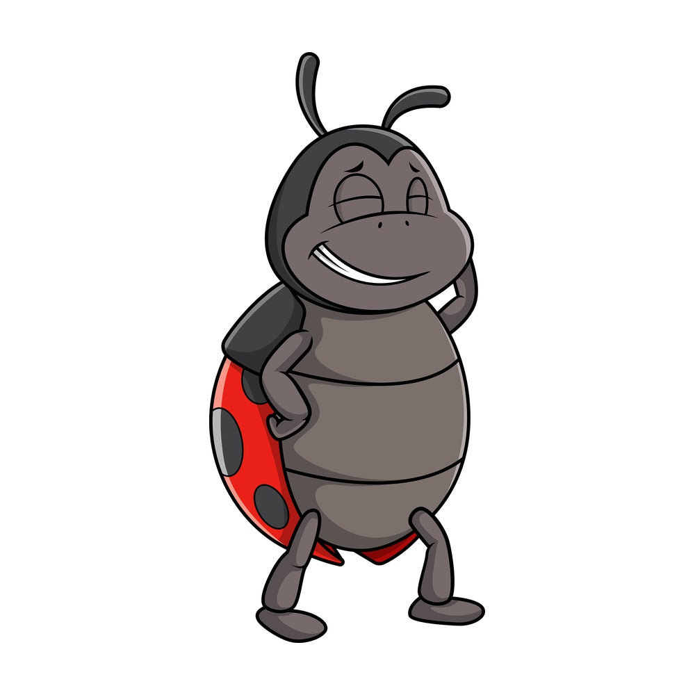 Shy ladybug. PNG - JPG and vector EPS (infinitely scalable).