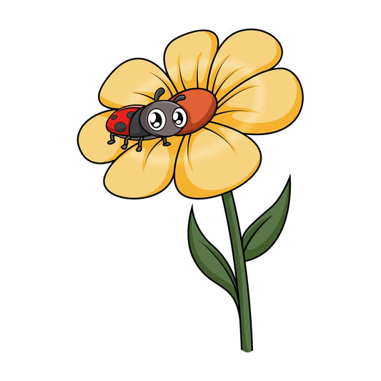 Baby ladybug on flower. PNG - JPG and vector EPS (infinitely scalable).
