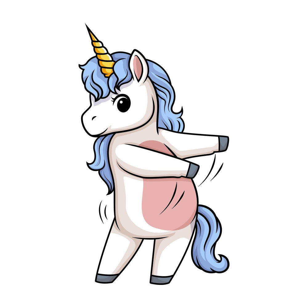 Unicorn doing the floss dance. PNG - JPG and vector EPS (infinitely scalable).
