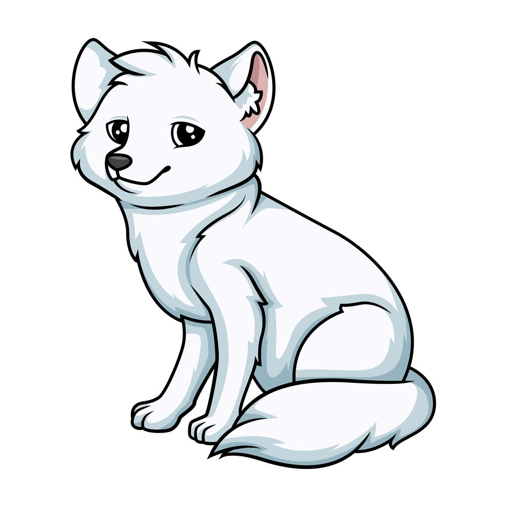 White fox sitting down. PNG - JPG and vector EPS (infinitely scalable).