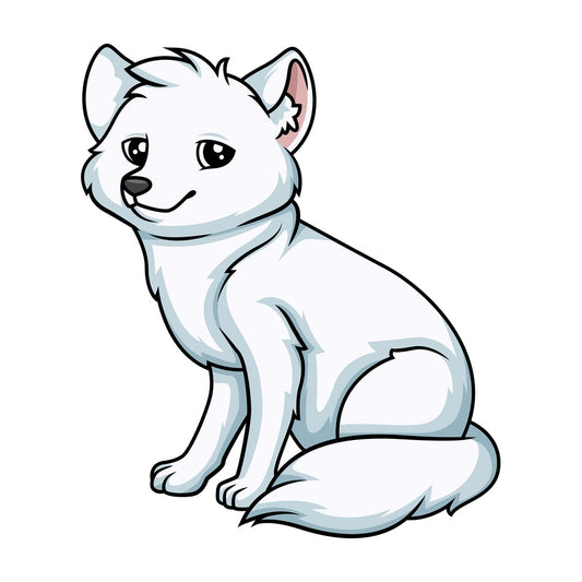 White fox sitting down. PNG - JPG and vector EPS (infinitely scalable).