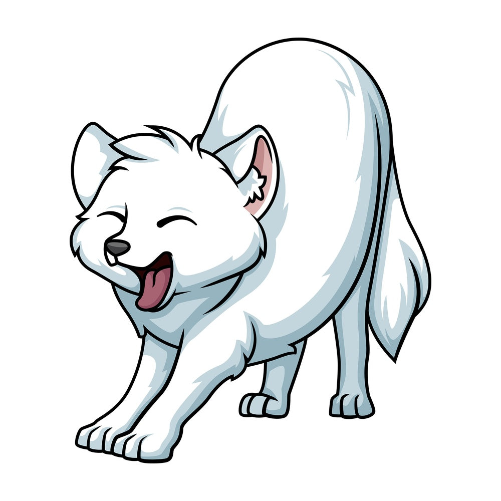 Yawning snow fox. PNG - JPG and vector EPS (infinitely scalable).