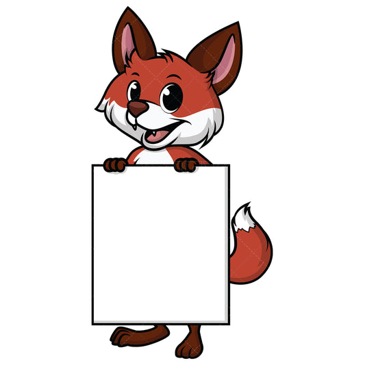 Royalty-free stock vector illustration of a fox holding blank poster.