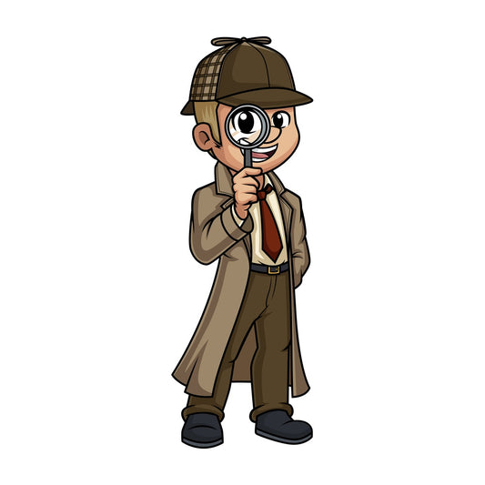 Man detective with magnifying glass. PNG - JPG and vector EPS (infinitely scalable).
