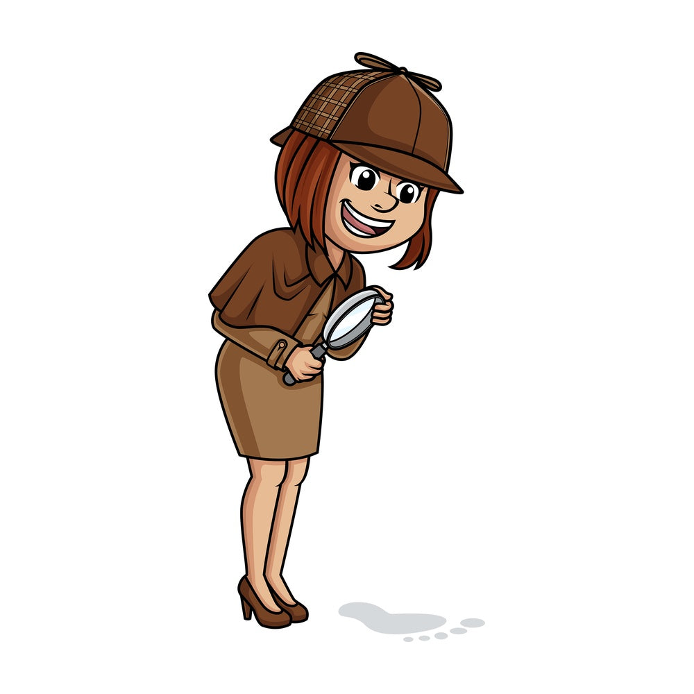 Caucasian female detective. PNG - JPG and vector EPS (infinitely scalable).