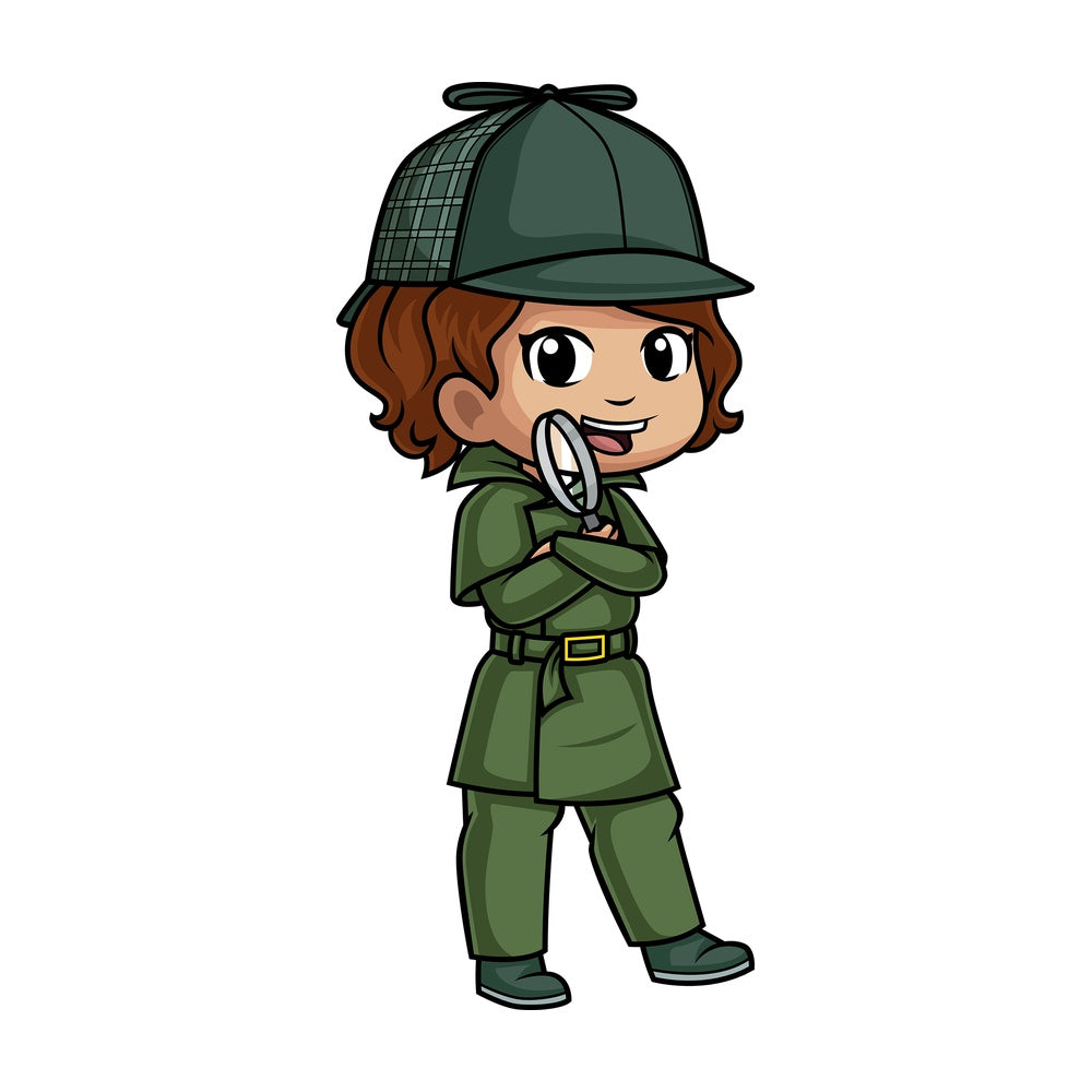 Little girl detective. PNG - JPG and vector EPS (infinitely scalable).