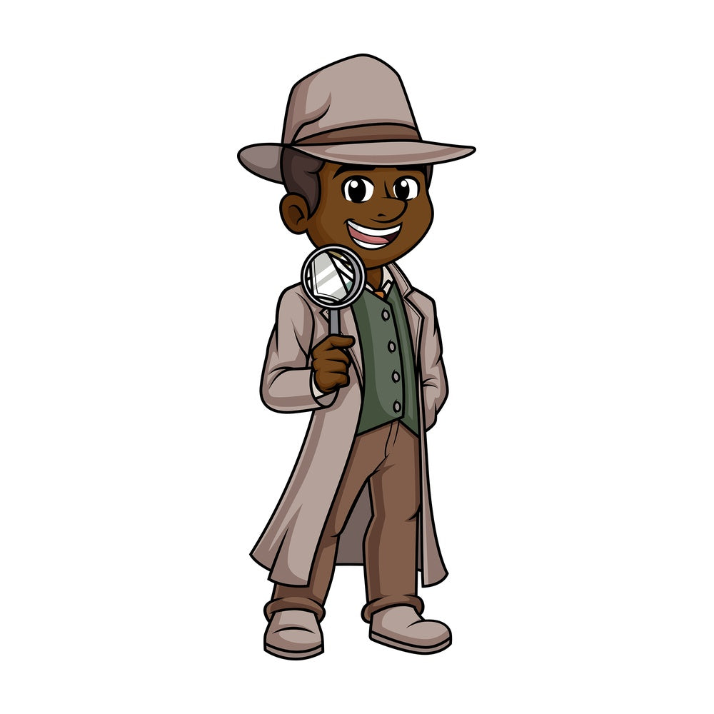 Black male detective. PNG - JPG and vector EPS (infinitely scalable).