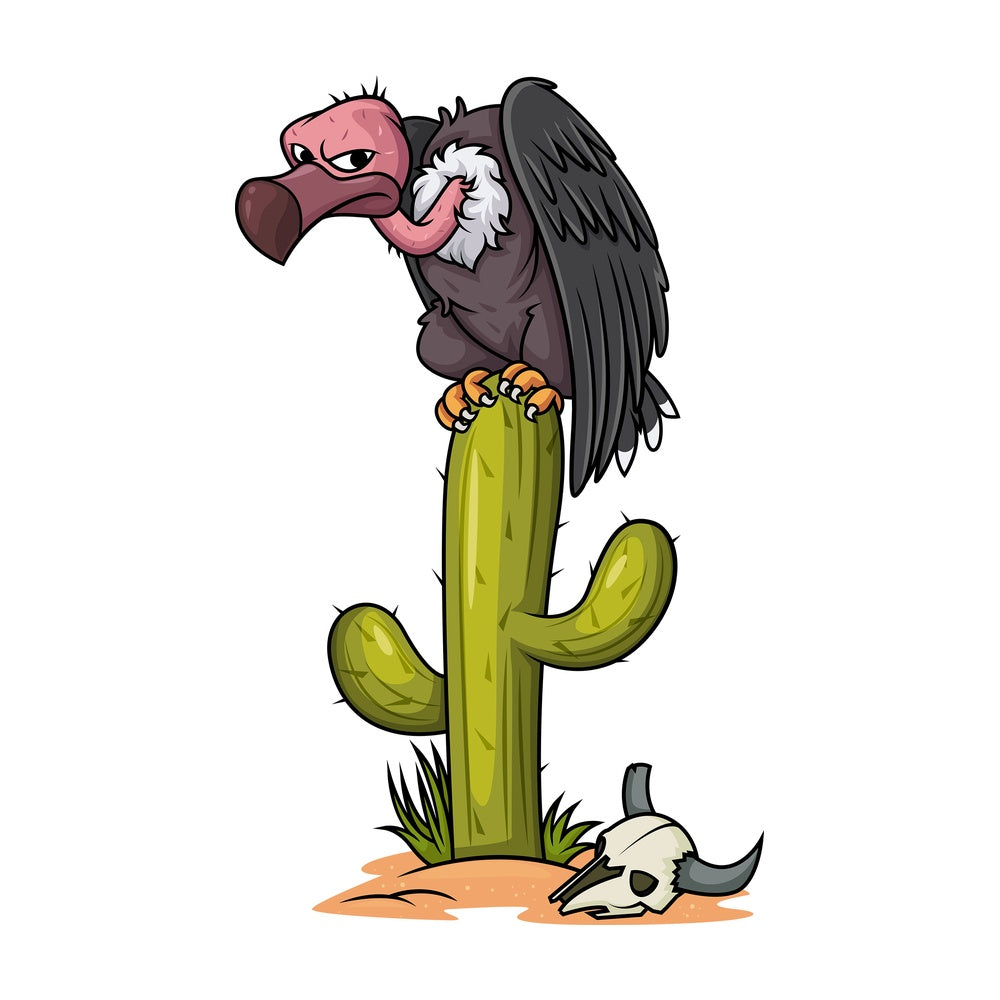 Vulture on cactus. PNG - JPG and vector EPS (infinitely scalable).