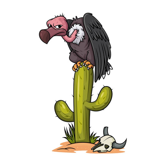 Vulture on cactus. PNG - JPG and vector EPS (infinitely scalable).