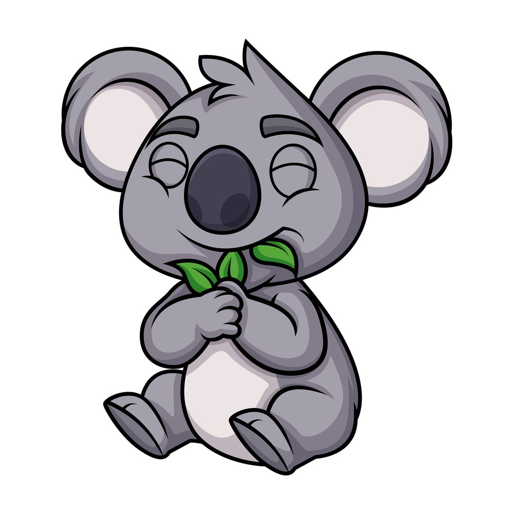 Koala bear eating leaves. PNG - JPG and vector EPS (infinitely scalable). Image isolated on transparent background.