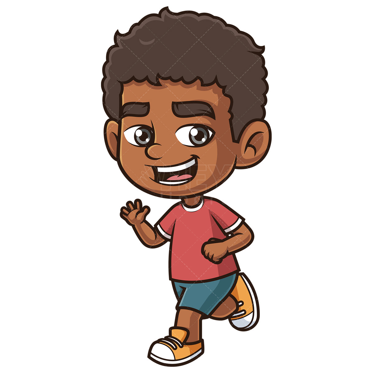 Royalty-free stock vector illustration of a african-american boy running.