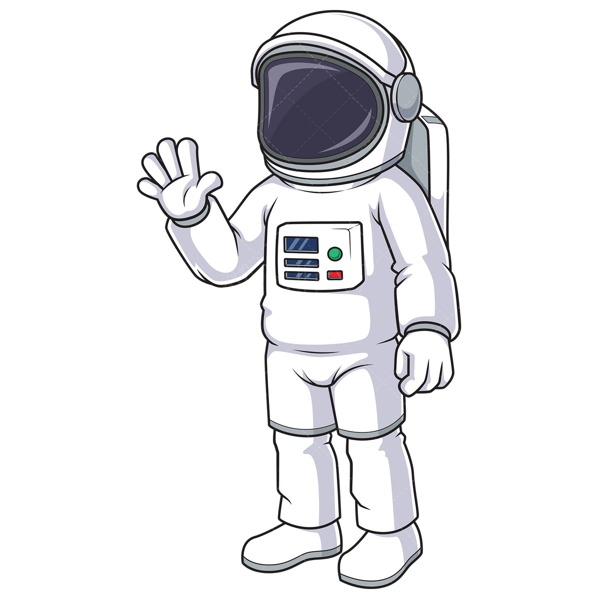 Royalty-free stock vector illustration of an astronaut in suit waving.