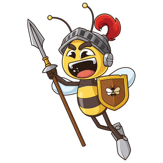 Royalty-free stock vector illustration of a bee warrior charging at an enemy.