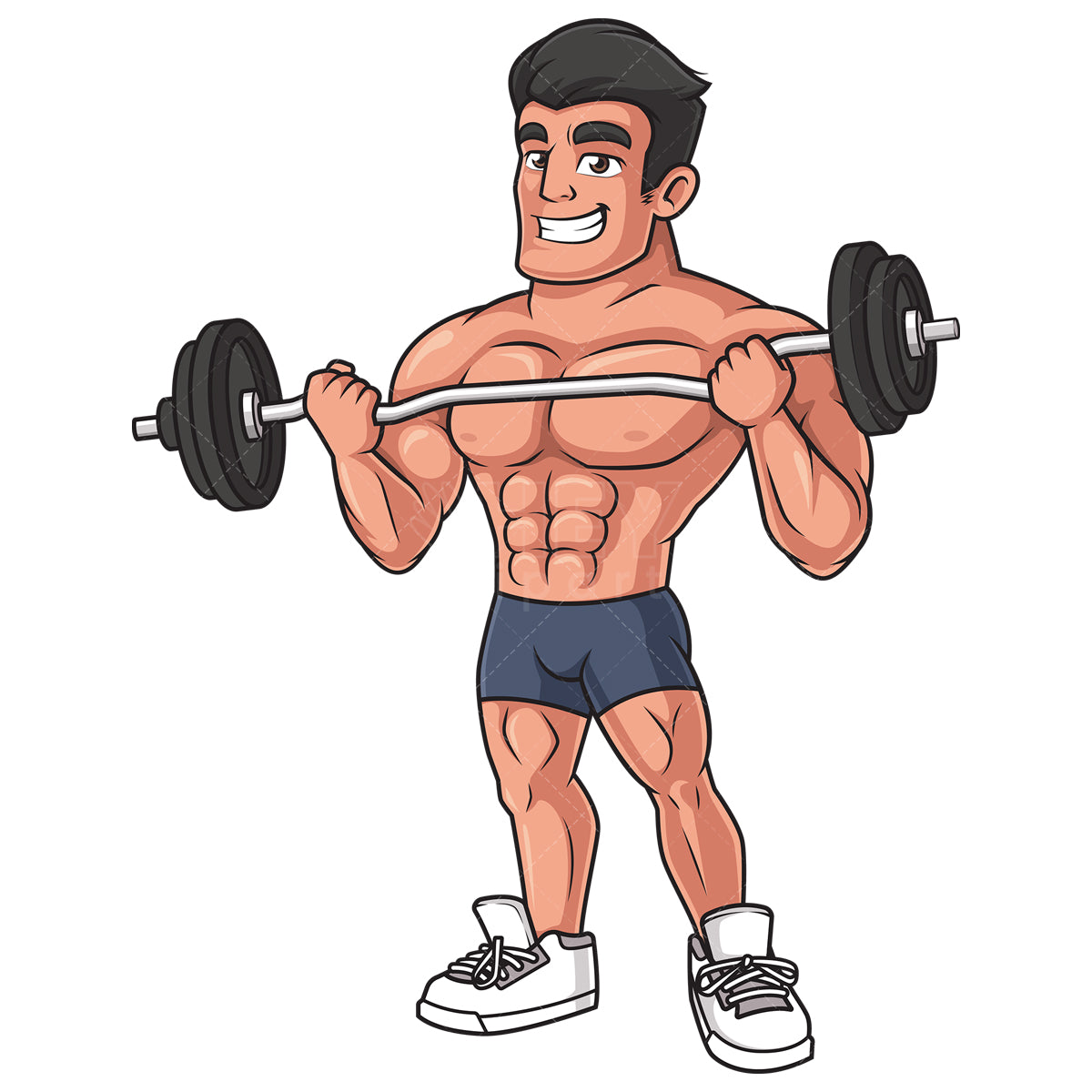 Royalty-free stock vector illustration of a bodybuilder lifting barbell.