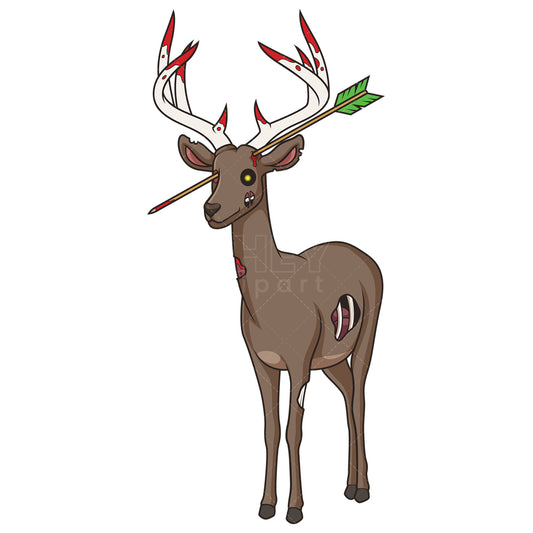 Royalty-free stock vector illustration of a creepy zombie deer.