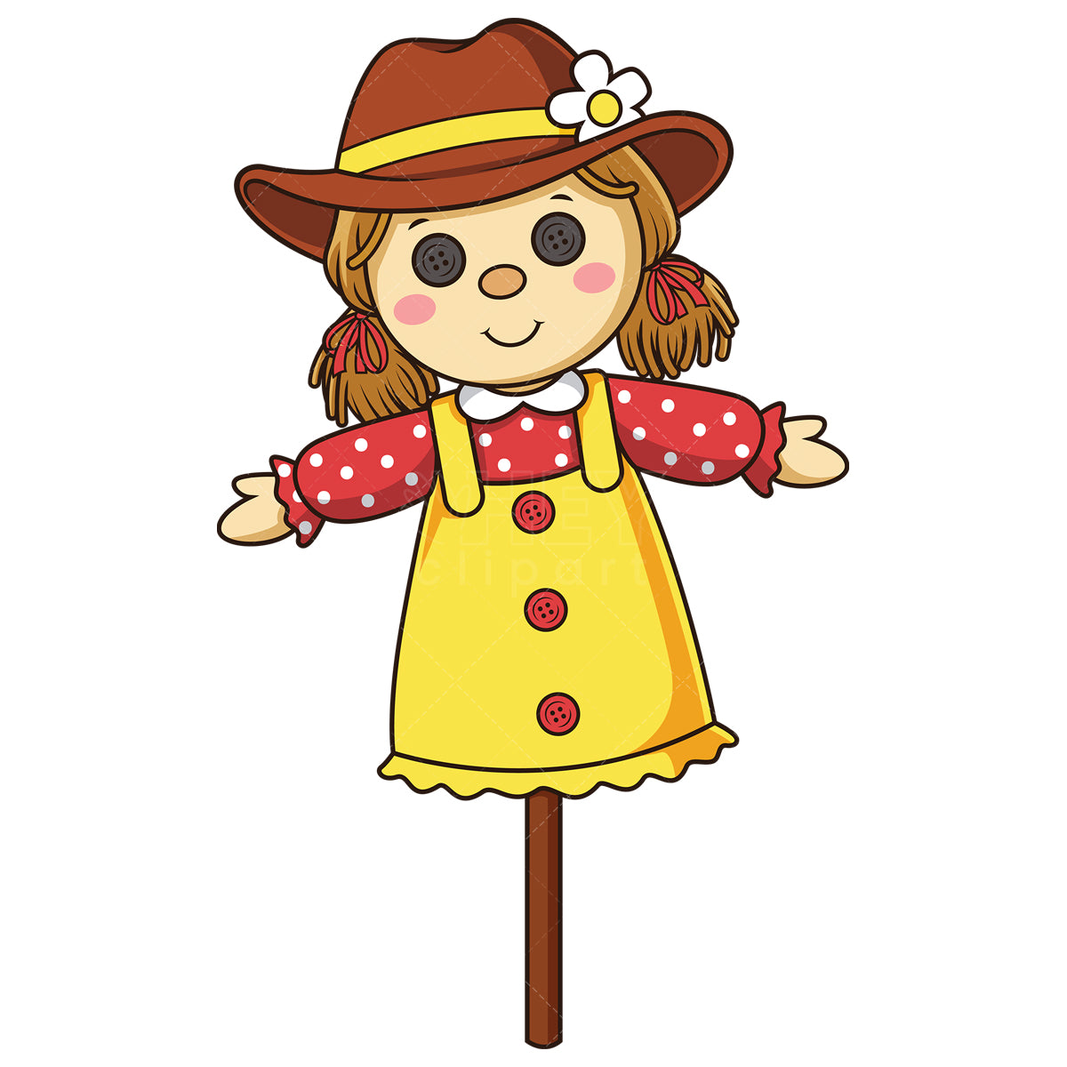 Royalty-free stock vector illustration of a doll scarecrow.