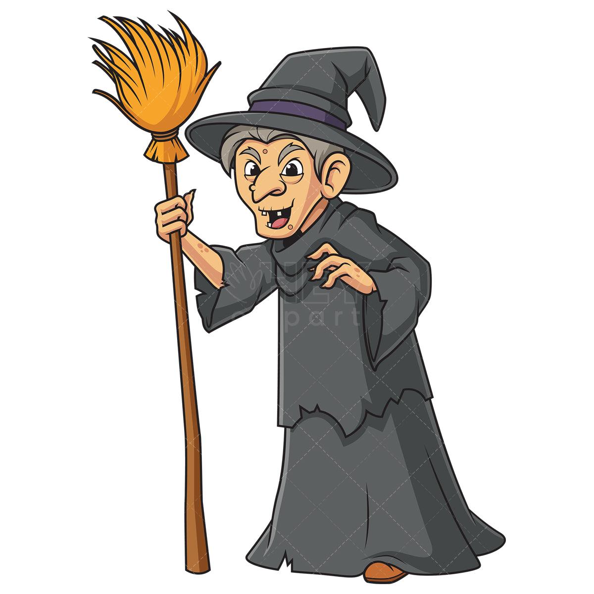 Royalty-free stock vector illustration of an evil ugly witch.