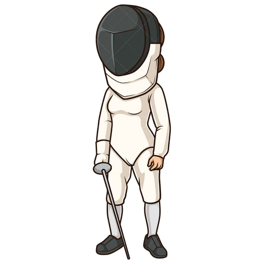 Royalty-free stock vector illustration of a female fencer.