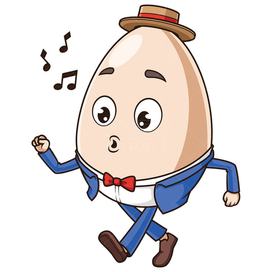 Royalty-free stock vector illustration of a humpty dumpty singing.