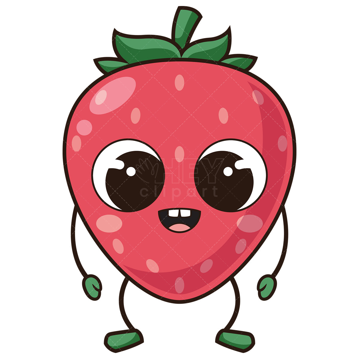 Royalty-free stock vector illustration of a kawaii strawberry.