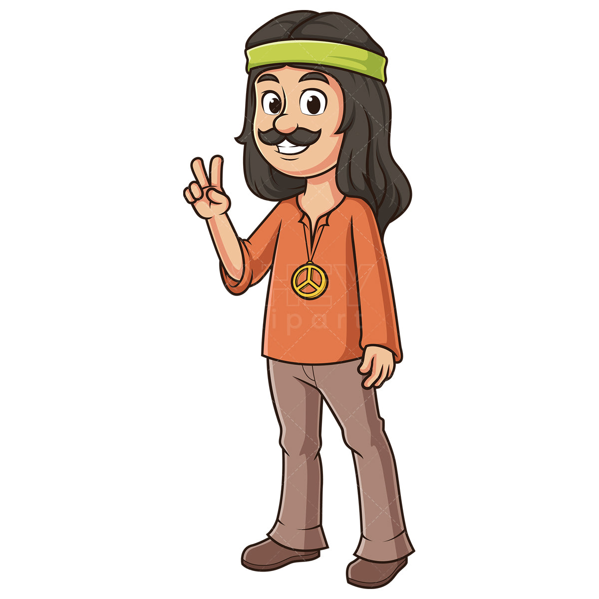 Royalty-free stock vector illustration of a male hippie.