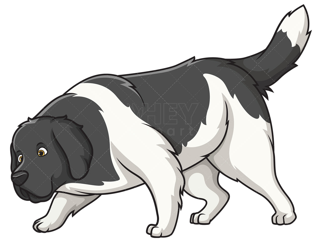 Royalty-free stock vector illustration of a newfoundland dog sniffing.